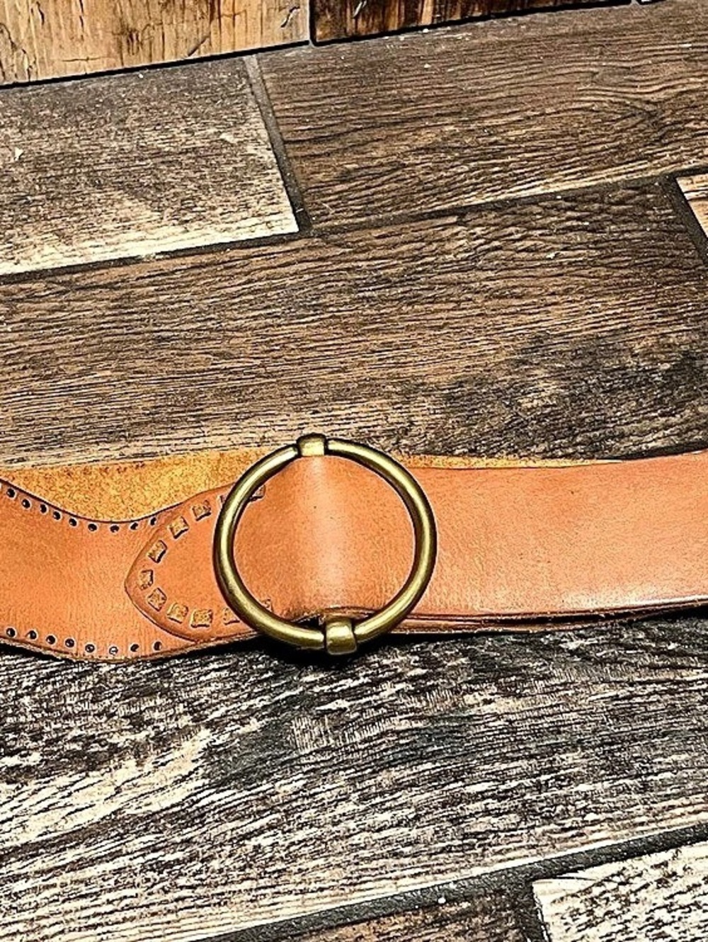 Women’s Lucky Brand Extra Wide Brown Leather Ring Buckle Belt